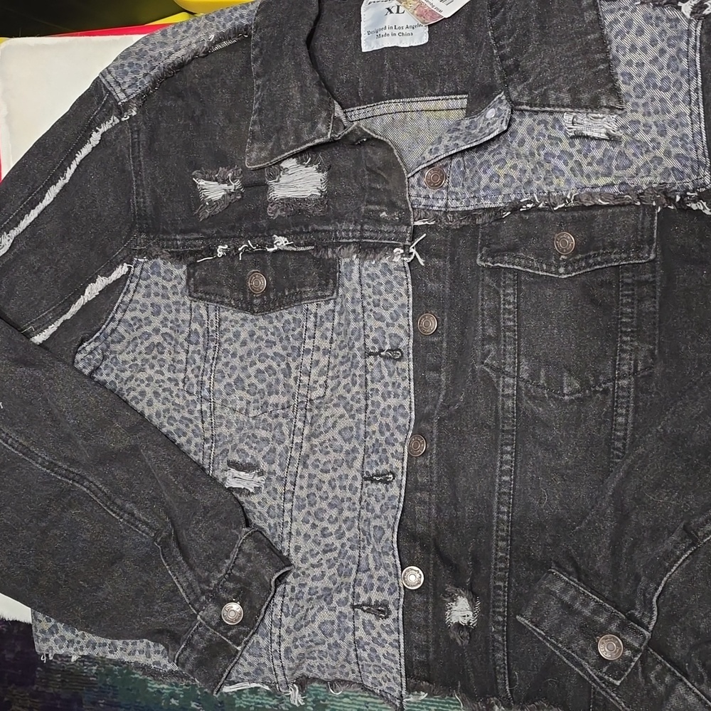 White birch jacket XL black/leopard denim